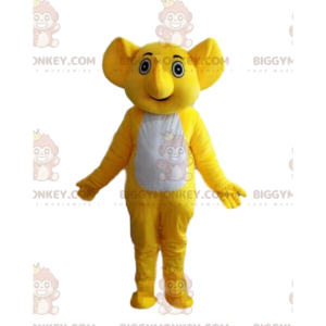 BIGGYMONKEY™ mascot costume of yellow and white elephant, baby