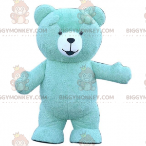 Big Blue Teddy BIGGYMONKEY™-mascottekostuum, kostuum met blauwe