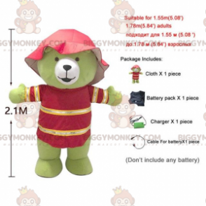  Φουσκωτό πράσινο Teddy BIGGYMONKEY™ μασκότ στολή, γιγαντιαία πράσινη στολή - Μασκότ αρκούδας - BiggyMonkey.com