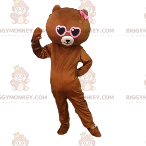 Στολή μασκότ BIGGYMONKEY™ από καφέ αρκουδάκι με καρδιές