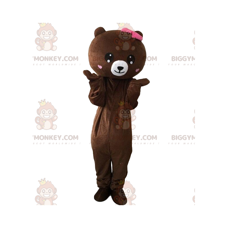 BIGGYMONKEY™ maskotkostume plysbamse med hjerter, bjørnekostume BIGGYMONKEY™ maskotkostume plysbamse med hjerter, bjørnekostume