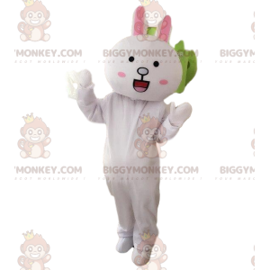 Kostým obřího bílého králíka BIGGYMONKEY™ maskota, kostým