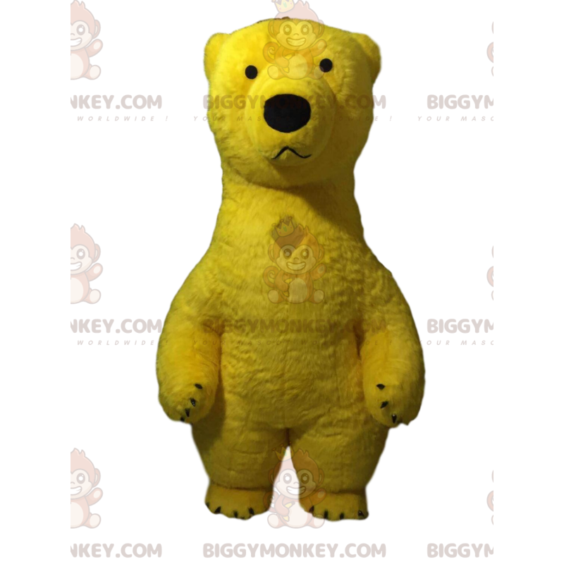 Φουσκωτό κίτρινο Teddy BIGGYMONKEY™ μασκότ στολή, κοστούμι κίτρινης αρκούδας - Μασκότ αρκούδας - BiggyMonkey.com