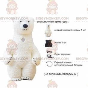 BIGGYMONKEY™ oppustelig hvid bamsemaskotkostume, isbjørnekostume - Bjørn maskot - BIGGYMONKEY_08593 - BiggyMonkey.com