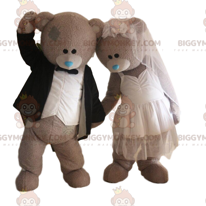 2 Novia y novio Mascota de BIGGYMONKEY™, pareja de osos, traje
