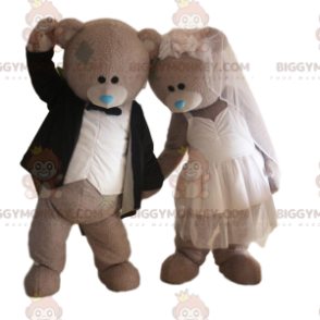 2 Bruid en bruidegom BIGGYMONKEY™s mascotte, berenpaar