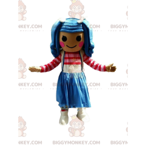 Kostým barevného dívčího maskota BIGGYMONKEY™, velmi barevný
