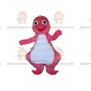 Kostium maskotki BIGGYMONKEY™ różowy i biały dinozaur, kostium