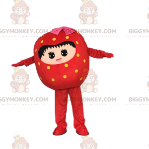 Κοστούμι μασκότ Red Strawberry BIGGYMONKEY™, Στολή με γιγάντια