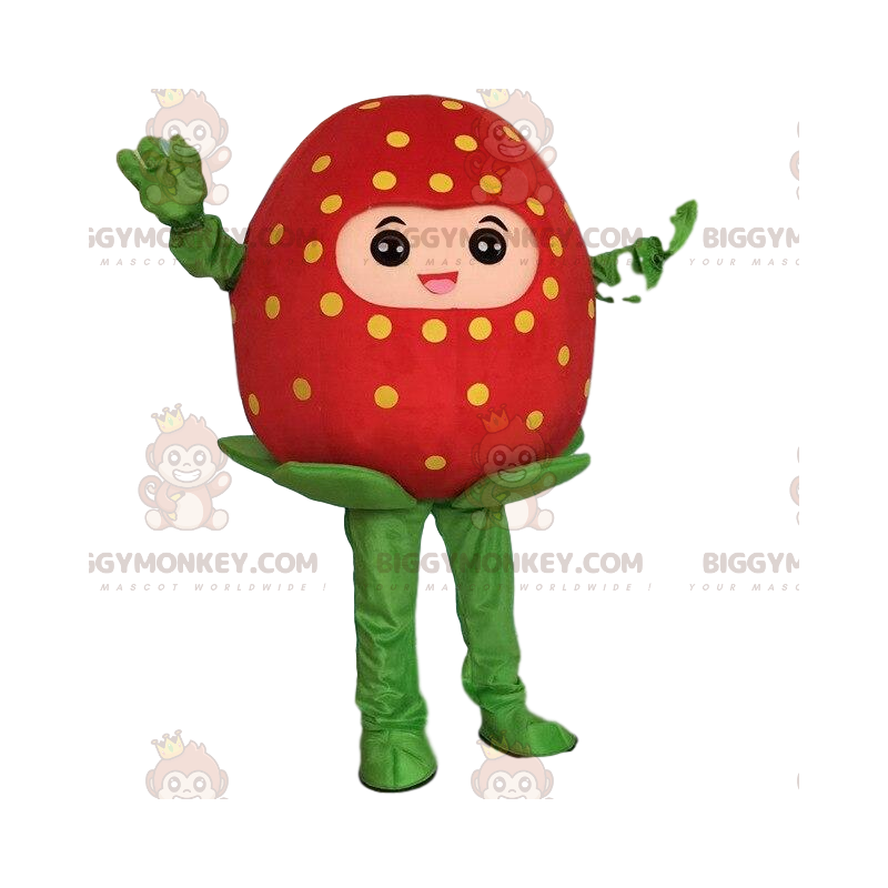Costume de mascotte BIGGYMONKEY™ de fraise rouge, costume de