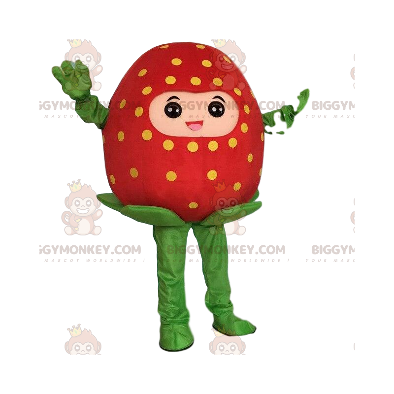 Disfraz de mascota BIGGYMONKEY™ de fresa roja, disfraz de fresa Disfraz de mascota BIGGYMONKEY™ de fresa roja, disfraz de fresa