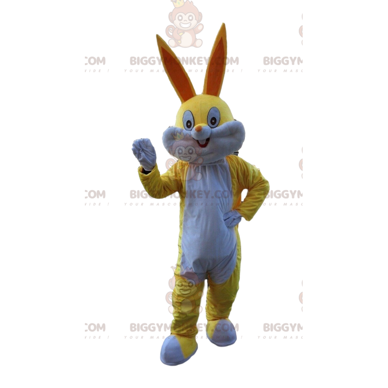 BIGGYMONKEY™ maskotdräkt gul och vit kanin, Bugs Bunny-dräkt - BIGGYMONKEY™ maskotdräkt gul och vit kanin, Bugs Bunny-dräkt -