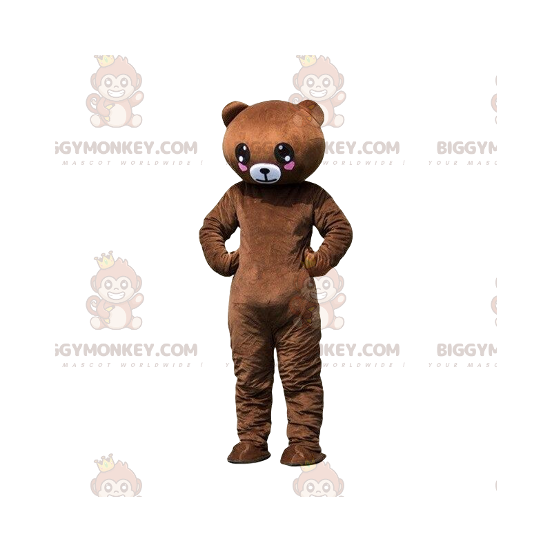 BIGGYMONKEY™ maskotdräkt av brun nallebjörn med hjärtan BIGGYMONKEY™ maskotdräkt av brun nallebjörn med hjärtan