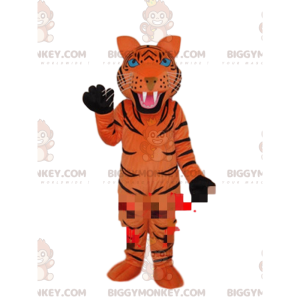 Kostým maskota BIGGYMONKEY™ oranžového tygra s černými pruhy