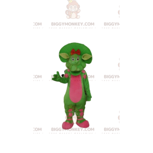 Zielony i różowy dinozaur kostium maskotka BIGGYMONKEY™