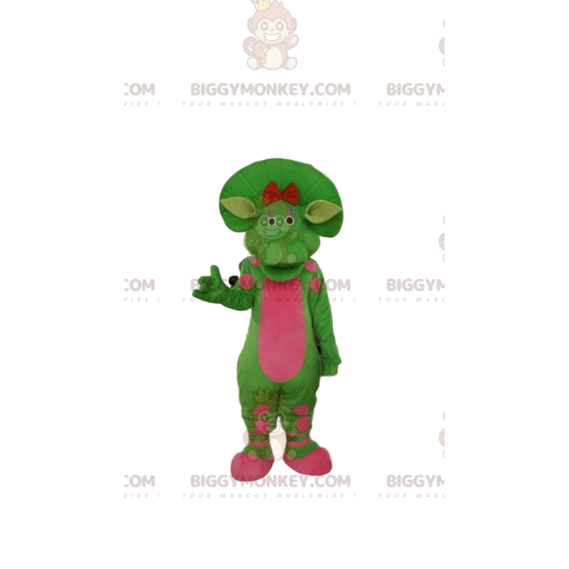 Green and pink dinosaur BIGGYMONKEY™ mascot costume Green and pink dinosaur BIGGYMONKEY™ mascot costume