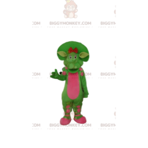 Kostým maskota BIGGYMONKEY™ zeleného a růžového dinosaura