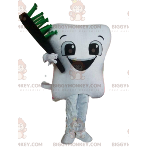 Disfraz de mascota White Tooth BIGGYMONKEY™ con cepillo de dientes, diente gigante - Mascotas de objetos - BiggyMonkey.com