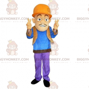 BIGGYMONKEY™ Worker Man Mascot Costume With Hard Hat -