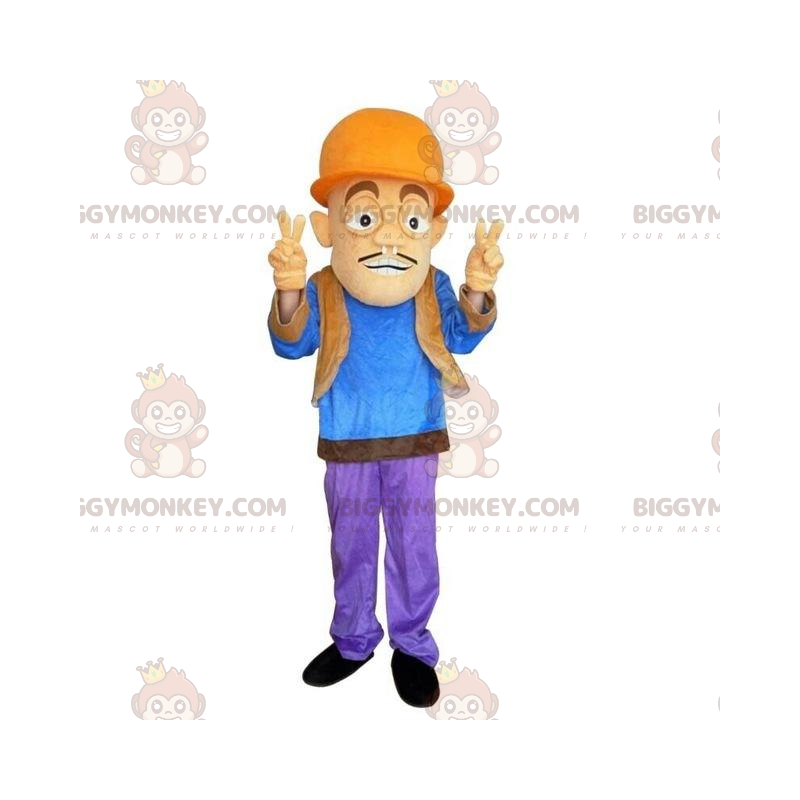 Traje de mascote de homem trabalhador BIGGYMONKEY™ com capacete Traje de mascote de homem trabalhador BIGGYMONKEY™ com capacete
