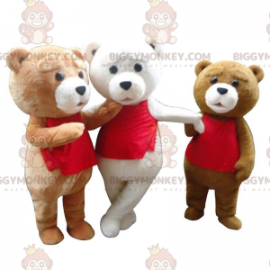 3 bjørnemaskot BIGGYMONKEY™s, bamsekostumer, 3 bamser -