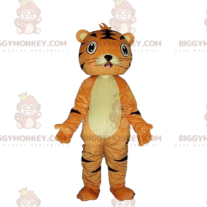 Orange und schwarzer Tiger BIGGYMONKEY™ Maskottchenkostüm