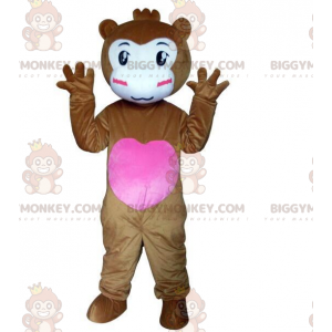 BIGGYMONKEY™ maskotkostume af brun abe med hjerte, romantisk