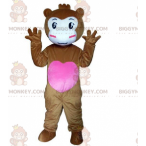 BIGGYMONKEY™ mascot costume of brown monkey with a heart