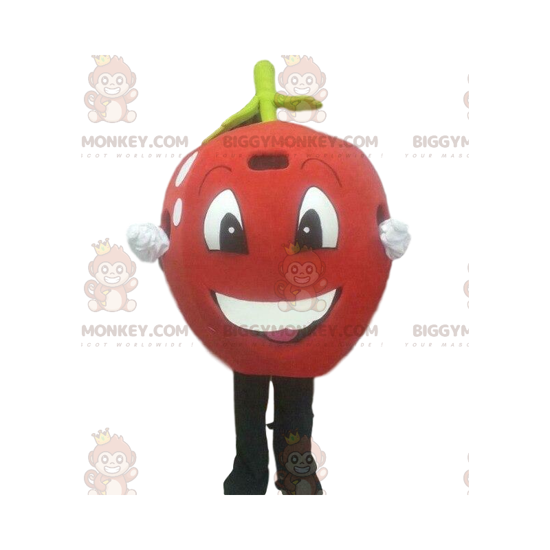 Rødt æble BIGGYMONKEY™ maskotkostume, rødt kirsebærkostume
