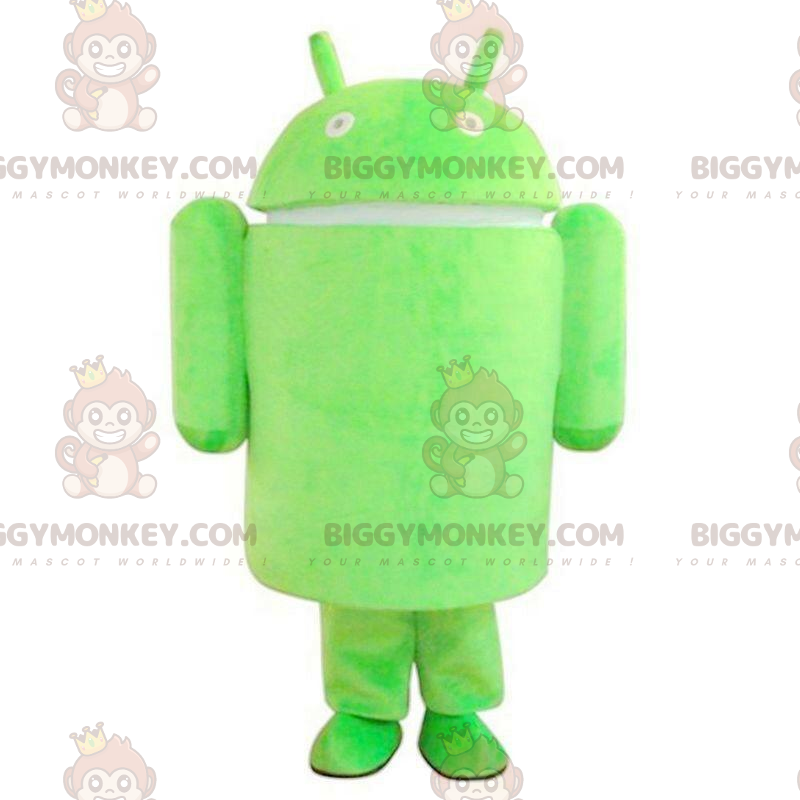 BIGGYMONKEY™ Android mascot costume, green robot costume, GSM