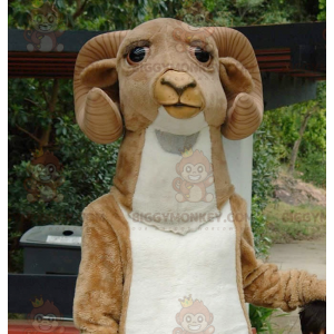 Brown and White Ram Goat BIGGYMONKEY™ Mascot Costume -