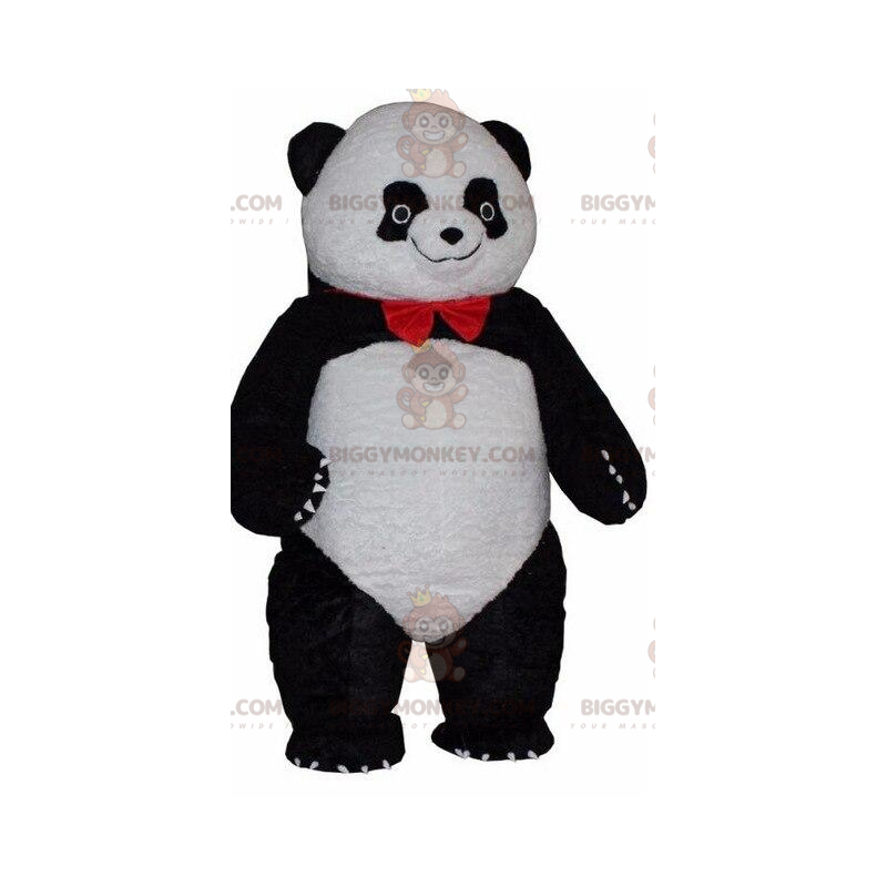Traje de mascote BIGGYMONKEY™ de panda preto e branco, fantasia Traje de mascote BIGGYMONKEY™ de panda preto e branco, fantasia