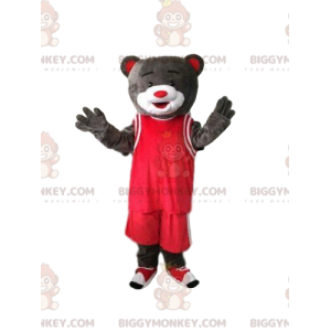 BIGGYMONKEY™ Μασκότ Κοστούμι γκρι αρκούδας με κόκκινα αθλητικά