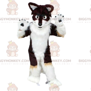 BIGGYMONKEY™ mascot costume husky dog, black and white, hairy