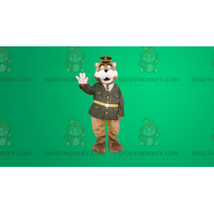 Brauner Bär BIGGYMONKEY™ Maskottchenkostüm in Polizistenuniform