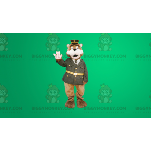 Kostým maskota medvěda hnědého BIGGYMONKEY™ v uniformě policejního důstojníka