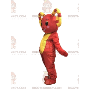 BIGGYMONKEY™ mascot costume yellow and red sheep goat costume