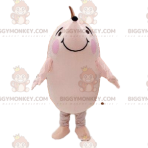 BIGGYMONKEY™ maskottiasu valkoisesta ja vaaleanpunaisesta