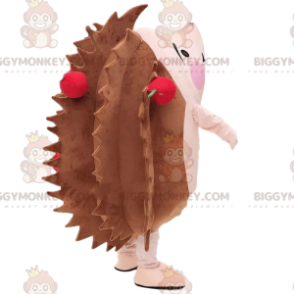 BIGGYMONKEY™ mascot costume of white and pink hedgehog