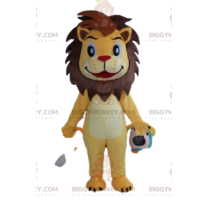 Cute yellow and brown lion BIGGYMONKEY™ mascot costume, feline