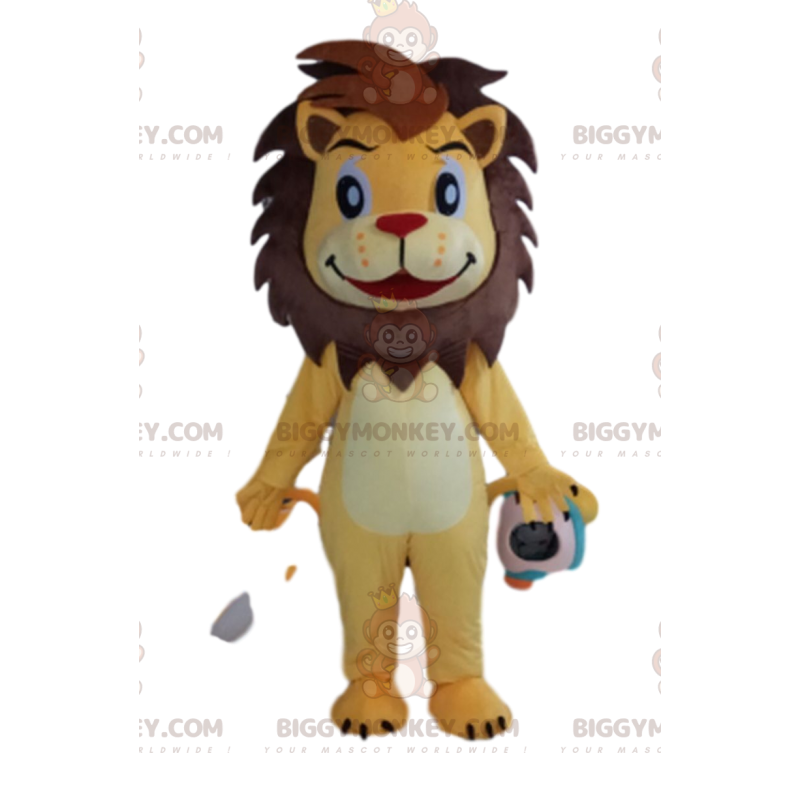 Süßer gelber und brauner Löwe BIGGYMONKEY™ Maskottchenkostüm Süßer gelber und brauner Löwe BIGGYMONKEY™ Maskottchenkostüm