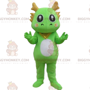 Costume de mascotte BIGGYMONKEY™ de dragon vert, costume de