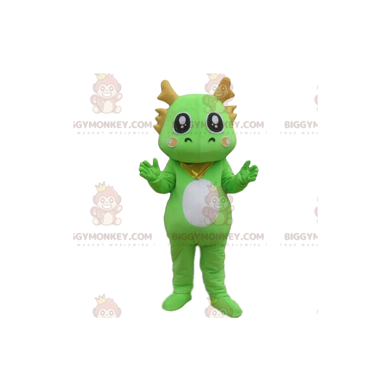 Green dragon BIGGYMONKEY™ mascot costume, dinosaur costume