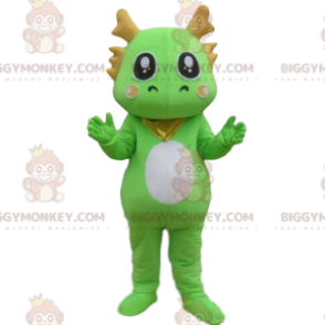 Green dragon BIGGYMONKEY™ mascot costume, dinosaur costume