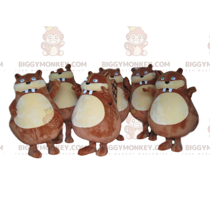 Brown beaver BIGGYMONKEY™ mascot costume, rodent costume, giant