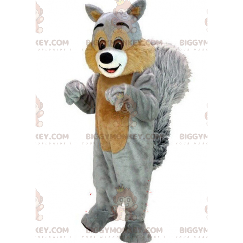BIGGYMONKEY™ maskottiasu harmaan oravasta, metsäasu BIGGYMONKEY™ maskottiasu harmaan oravasta, metsäasu