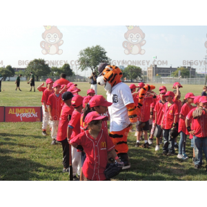 Orange White and Black Tiger BIGGYMONKEY™ Mascot Costume -