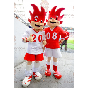 2 red and white EURO 2008 BIGGYMONKEY™s mascot - Trix and Flix