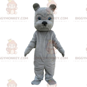 BIGGYMONKEY™ maskotkostume af grå bulldog, hundekostume, fræk