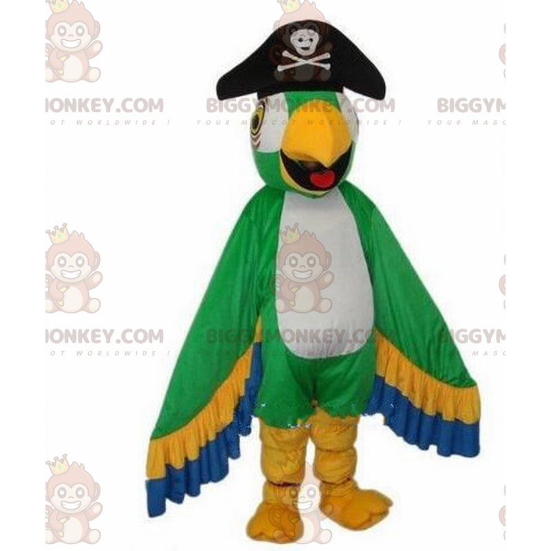 BIGGYMONKEY™ maskottiasu värikäs papukaija, merirosvo lintuasu BIGGYMONKEY™ maskottiasu värikäs papukaija, merirosvo lintuasu